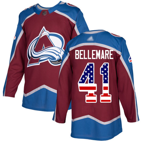 Adidas Colorado Avalanche #41 Pierre-Edouard Bellemare Burgundy Home Authentic USA Flag Stitched Youth NHL Jersey